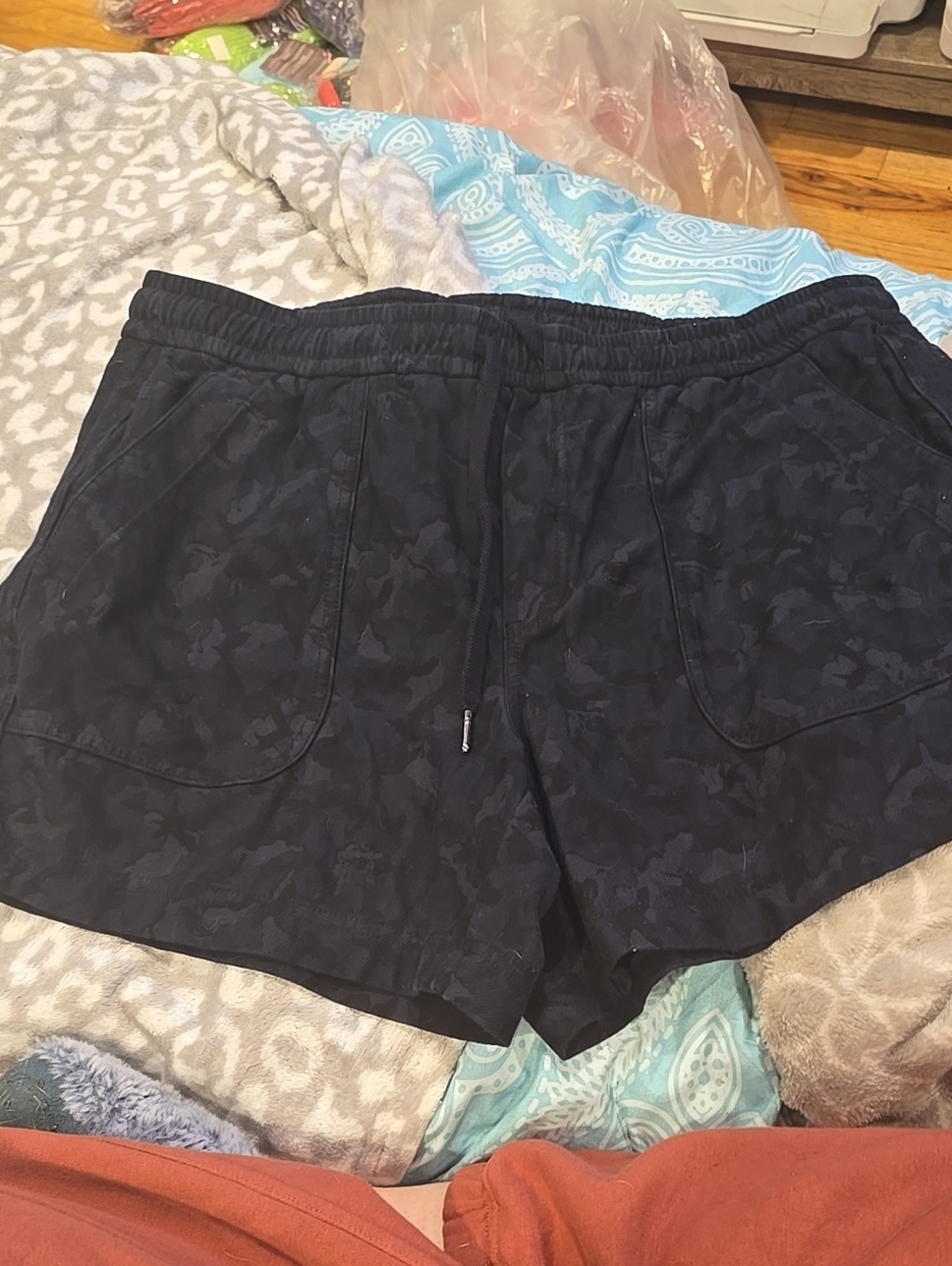 Like New Women's Black Camouflage Drawstring Shorts